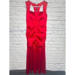 Hailey Logan By Adrianna Papell Red "Satin" Floor Length Formal Gown SZ 13/14